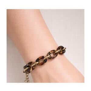 Ann Taylor Gold-Tone & Tortoise Shell Lemon Charm Bracelet Y2K